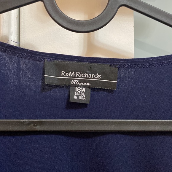 R&M Richards Long Sleeve Low V-Neck Navy Top - Picture 6 of 9